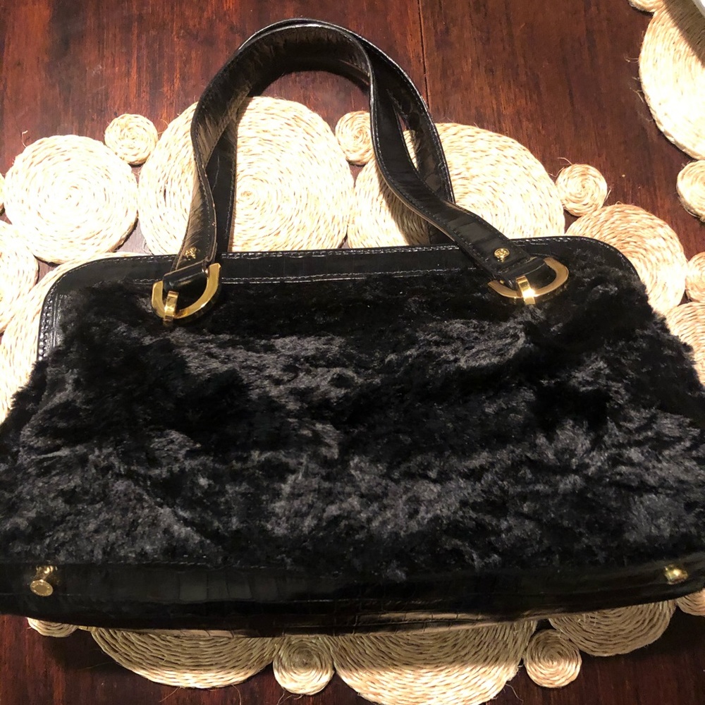 Kate Spade Zhivago Faux Fur Satchel Black Purse